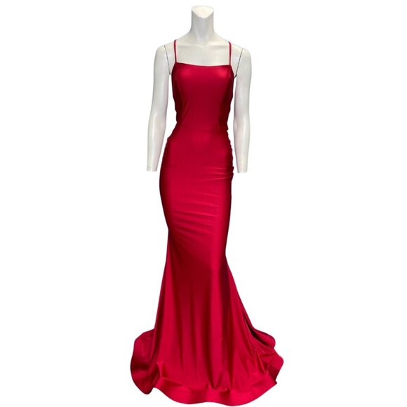 Jessica Angel 974 Square Neck Ruched Open Back Gown Red Size XS NWT - Picture 1 of 5